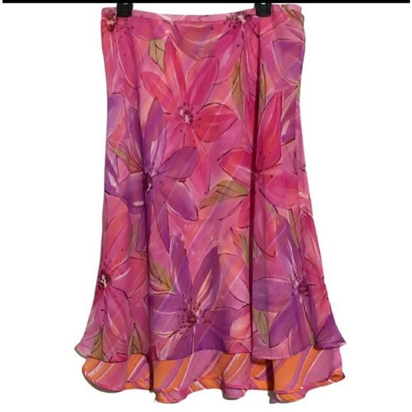 NY Collection Retro Fun Flowing Reversible Skirt Sz XL - Picture 3 of 8